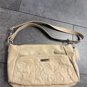Rosetti Beige Floral Embroidered Shoulder Bag